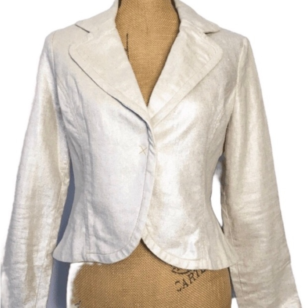 NWOT True Meaning Linen/Cotton Beige with Metallic Effect Blazer Sz. 12
